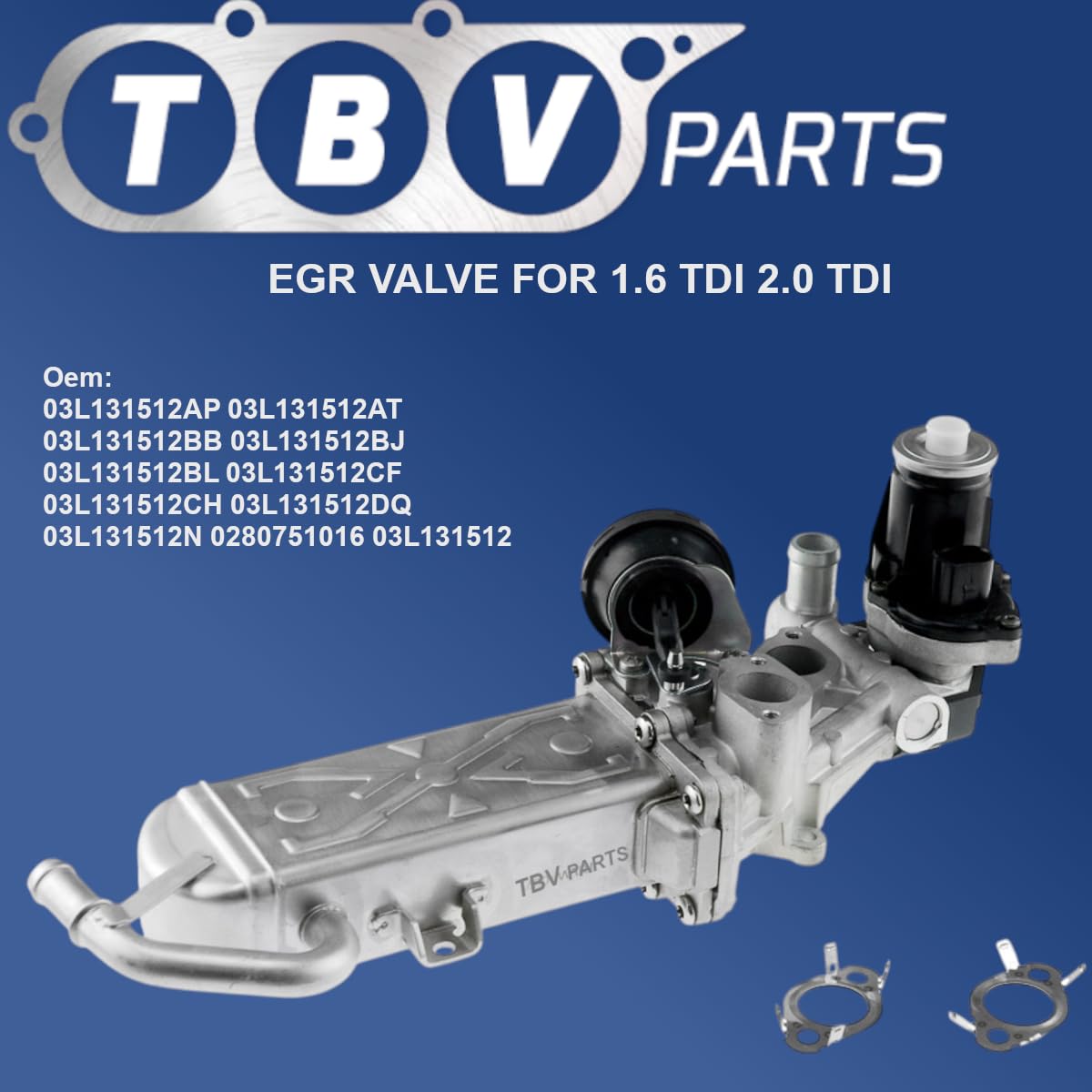 Válvula EGR 1.6/2.0 TDI 03L131512CF 03L131512CH 03L131512DQ 03L131512N 03L131512AP EGR Valvula con Enfriador para A3, Q3, Alambra, Altea, Leon, Octavia, Yeti, Caddy, Golf, Passat CAYC