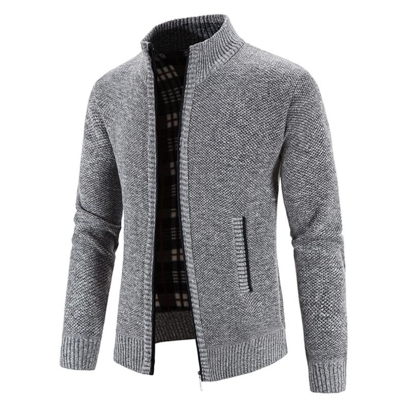 Standing Collar Knit Cardigan: Slim Fit Warm Outwear3