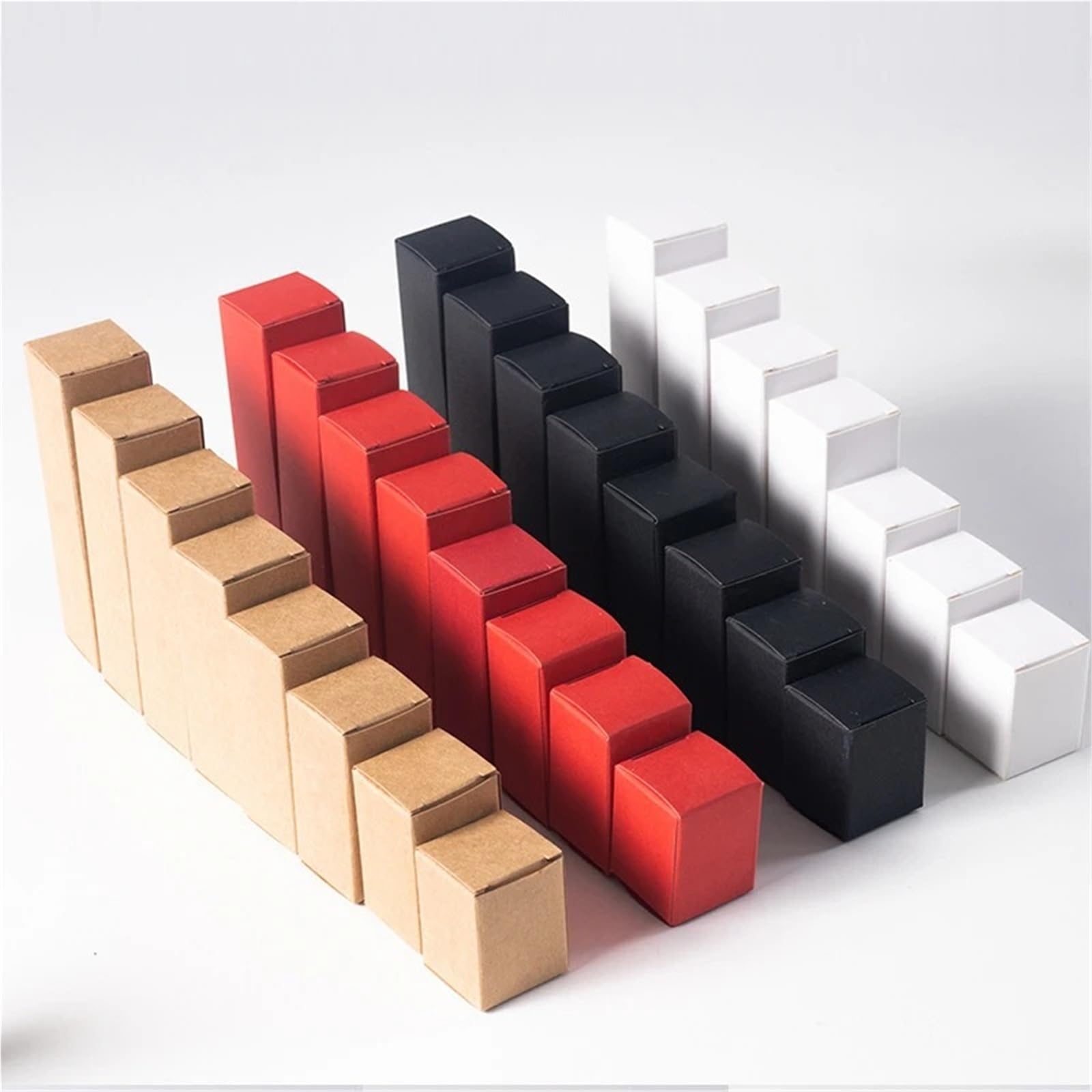 Packung Kraftpapier-Lippenstiftetuis 50 Stück rechteckige Faltschachtel aus Kraftpapier | For Kerzenbonbons(Black,7x7cm LxW,12cm H)