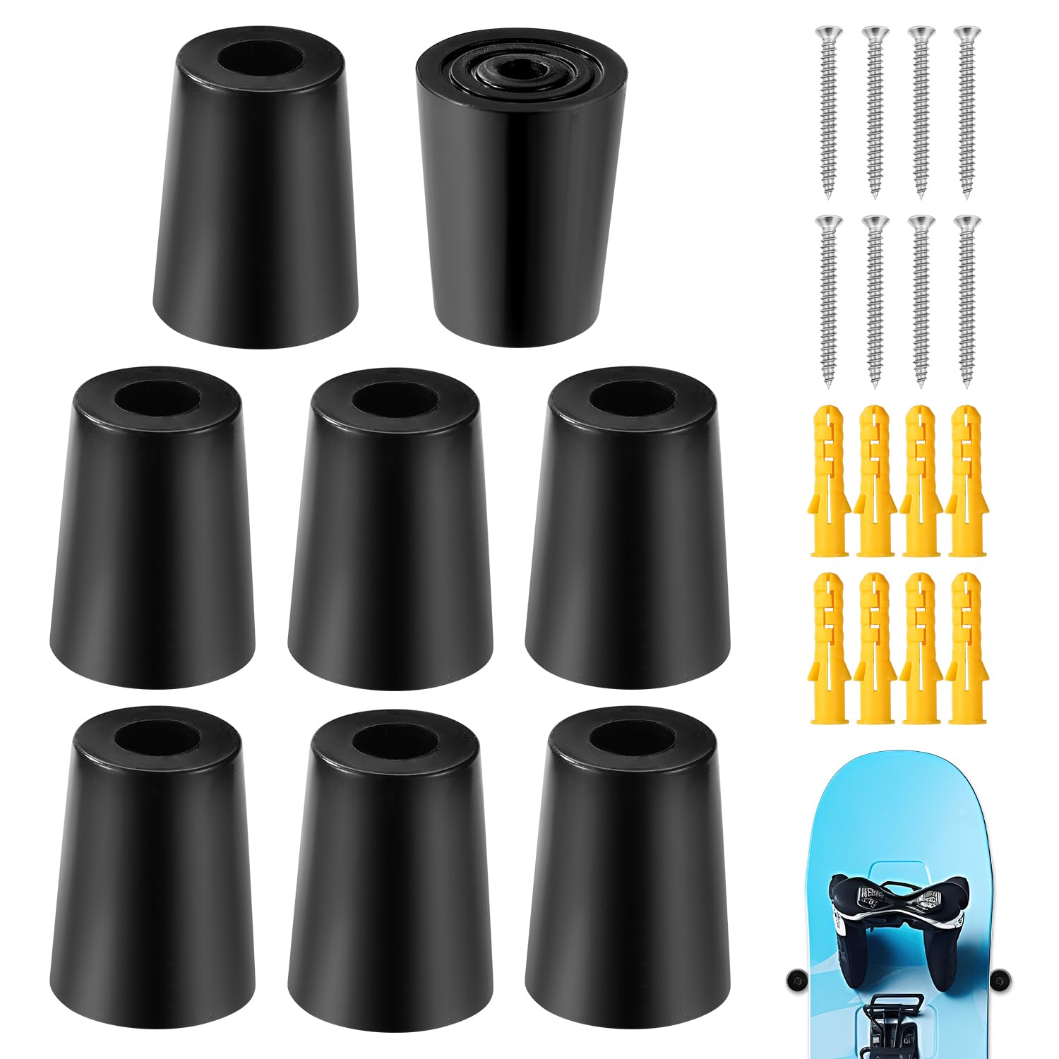 lasuroa 8pz Porta Sci Verticale, Supporto da Parete per Sci con Viti Tasselli di Espansione Porta Snowboard Verticale per Riporre e Mostrare in Modo Sicuro i Tuoi Sci Snowboard(Nero)