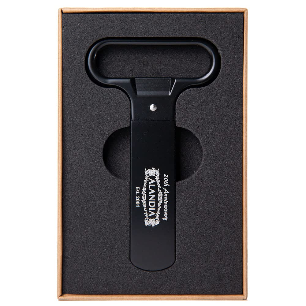 Spangenkorkenzieher Limited Edition von ALANDIA | Schwarz mit Edelstahl Klingen | Korkenzieher für Absinth, Wein etc.