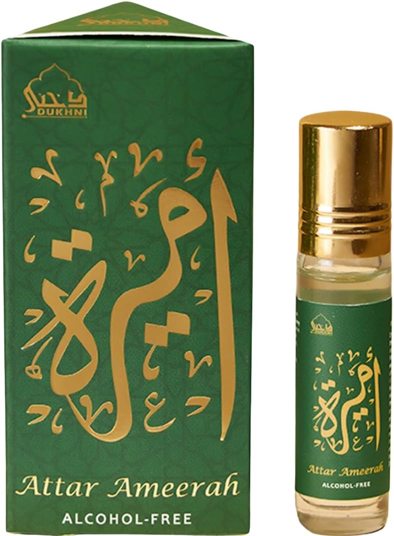 Ameerah Attar Oil by Dukhni | Unisex Arabic perfume oils | 100% pure ittar roll on perfume, free from alcohol, Clean Fresh Modern Scent | Eid, Ramadan, Umrah Gifts, Vegan Islamic Fragrances