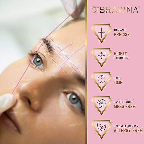 Miniatura 4 de BRAWNA 2 unidades de cuerda de microblading rosa para medición de cejas - Suministros PMU - Kit de microblading