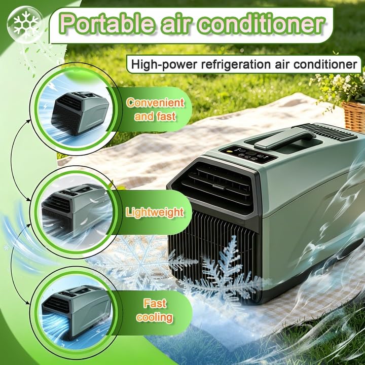 Condizionatore portatile 5000 BTU, Sistema di Raffreddamento Tenda Off-grid Doppio Tubo, Clim Mobile per furgone, Camping-Car, Gazebo, Chalet, Outdoor Gear