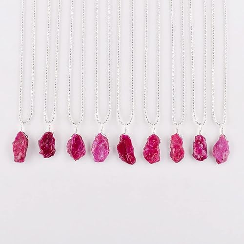 Miniatura 5 de Natural Gemstones Pendant Necklace, Rough Stones, Silver Plated, Chakra Healing Crystals, Handmade, Wedding, Birthday, Minimalist, Jewelry for Women