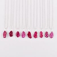 Vista 75 de Natural Raw Herkimer Diamond Quartz Pendant Necklace, Rough Gemstones, Chakra Healing Crystals, Silver Plated, April Birthstone, Handmade, Women