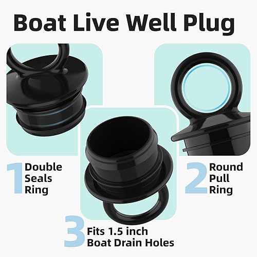 Miniatura 3 de Tapón de drenaje de PVC a presión para barco compatible con tubos de drenaje T-H Marine Overflow, para desagües pasantes de casco de 1-12 pulgadas,