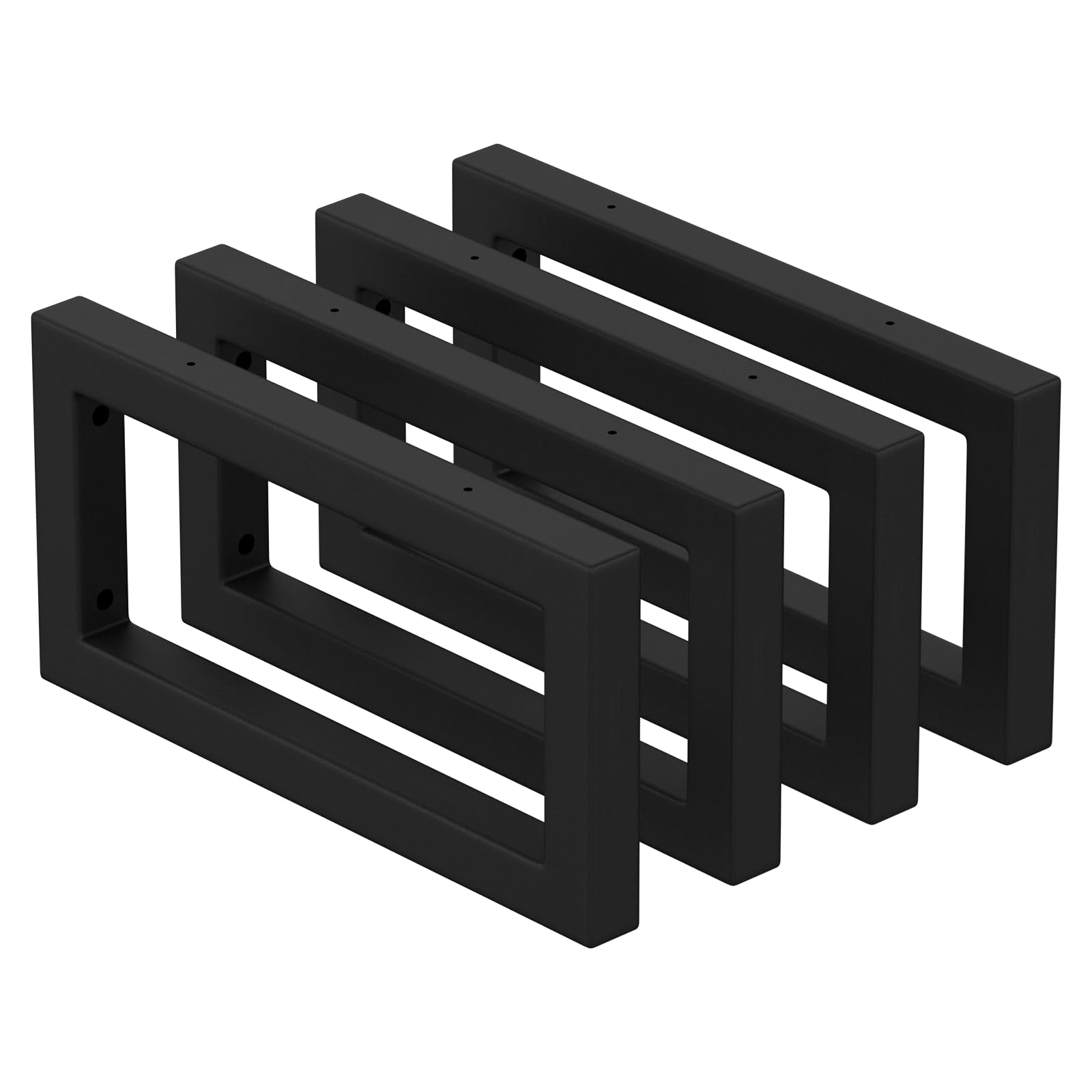 Mordx Set of 4 Wall Brackets 30 x 15 cm, Design Basin Console, Towel Shelf Holder, Square Control, Black, 30cm /4Stück