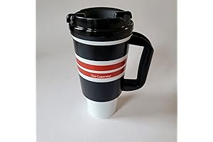 Travel Mug - Insulated Reusable Drink Cup (24oz, Black, Red & White)