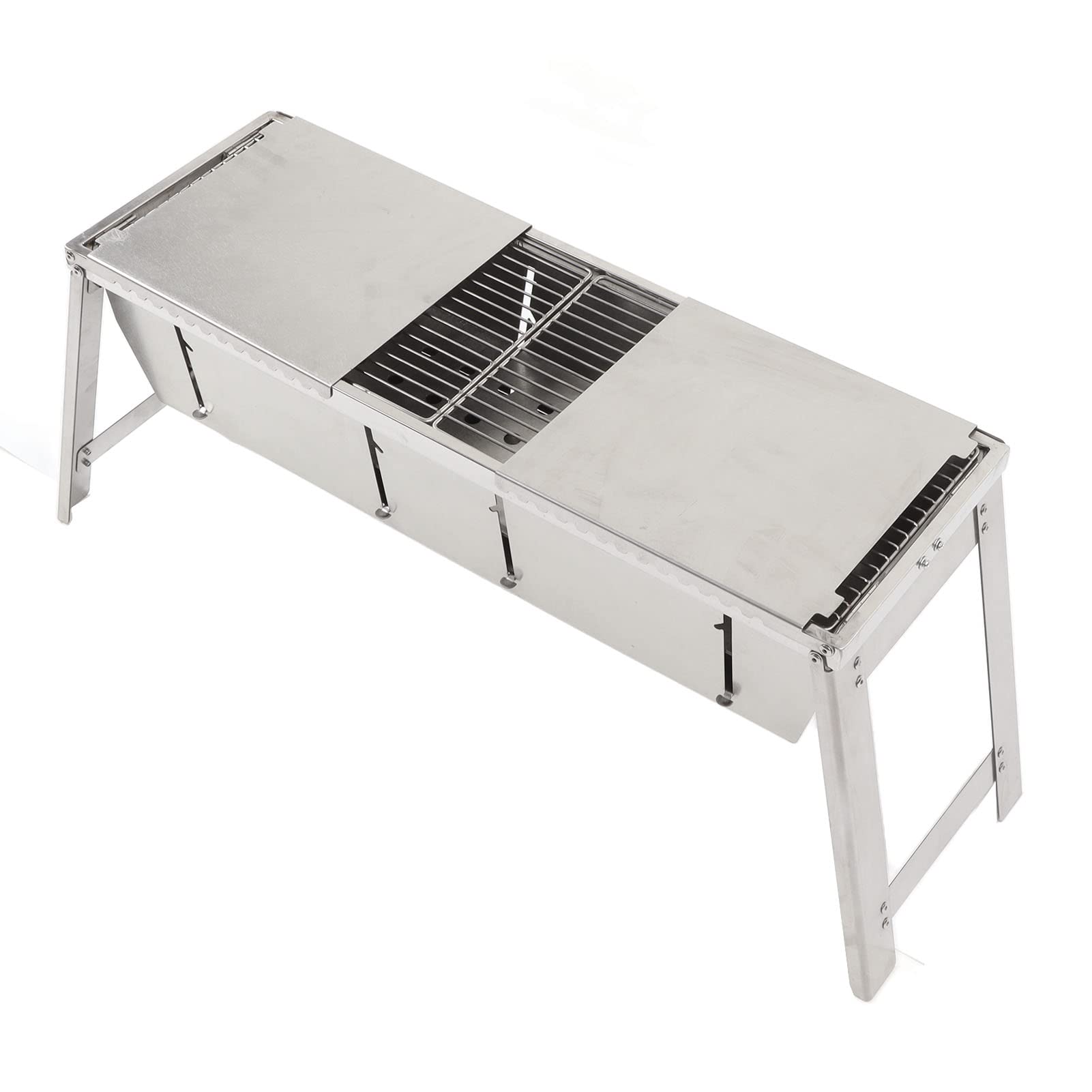 Fornello da Campeggio a Legna in Acciaio Inossidabile con Griglia per Barbecue All'aperto e Campeggio 30x19,8 Cm