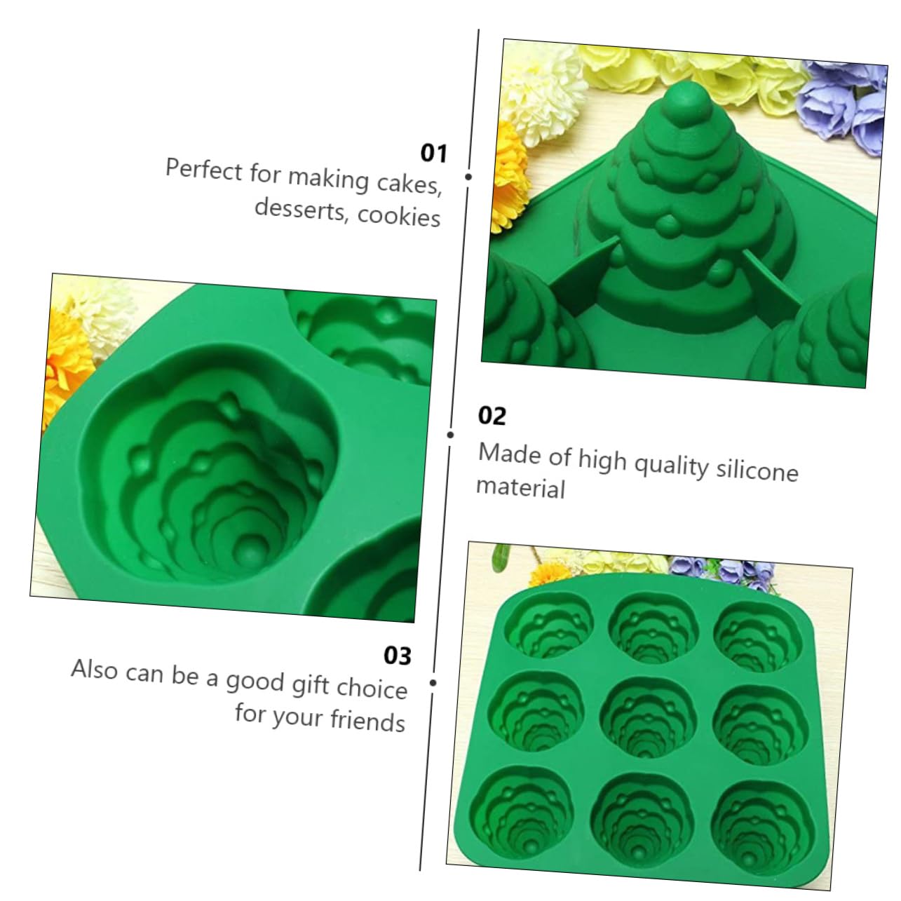 MAGICLULU 2 Pezzi Adorabile Stampo Per Biscotti A Forma Di Albero Di Natale Strumento Unico Per Modellare Il Cioccolato Stampo Da Forno Verde