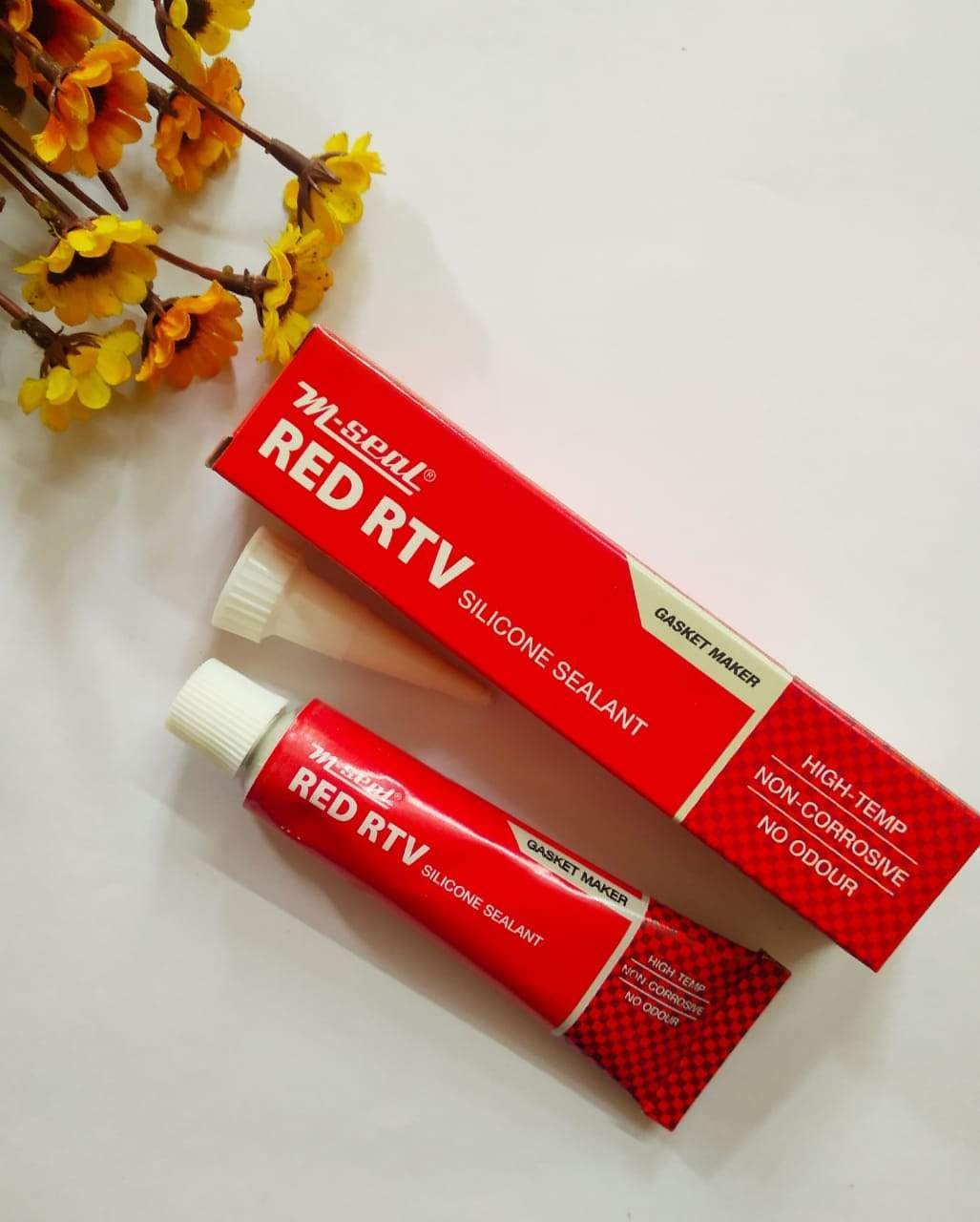 MSeal RTV Silicone Sealant, High Temperature Adhesive (85g) (Red