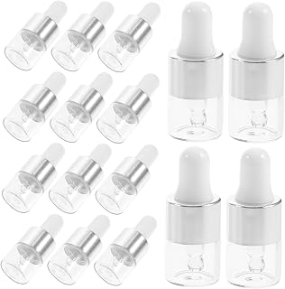 30Pcs Leakproof Essential Oil Dropper Bottles Transparent Travel Containers with White Bulb and Silver Aluminum Collar Convenient for DIY Aromatherapy Cosmetics Hair and Beard Oils