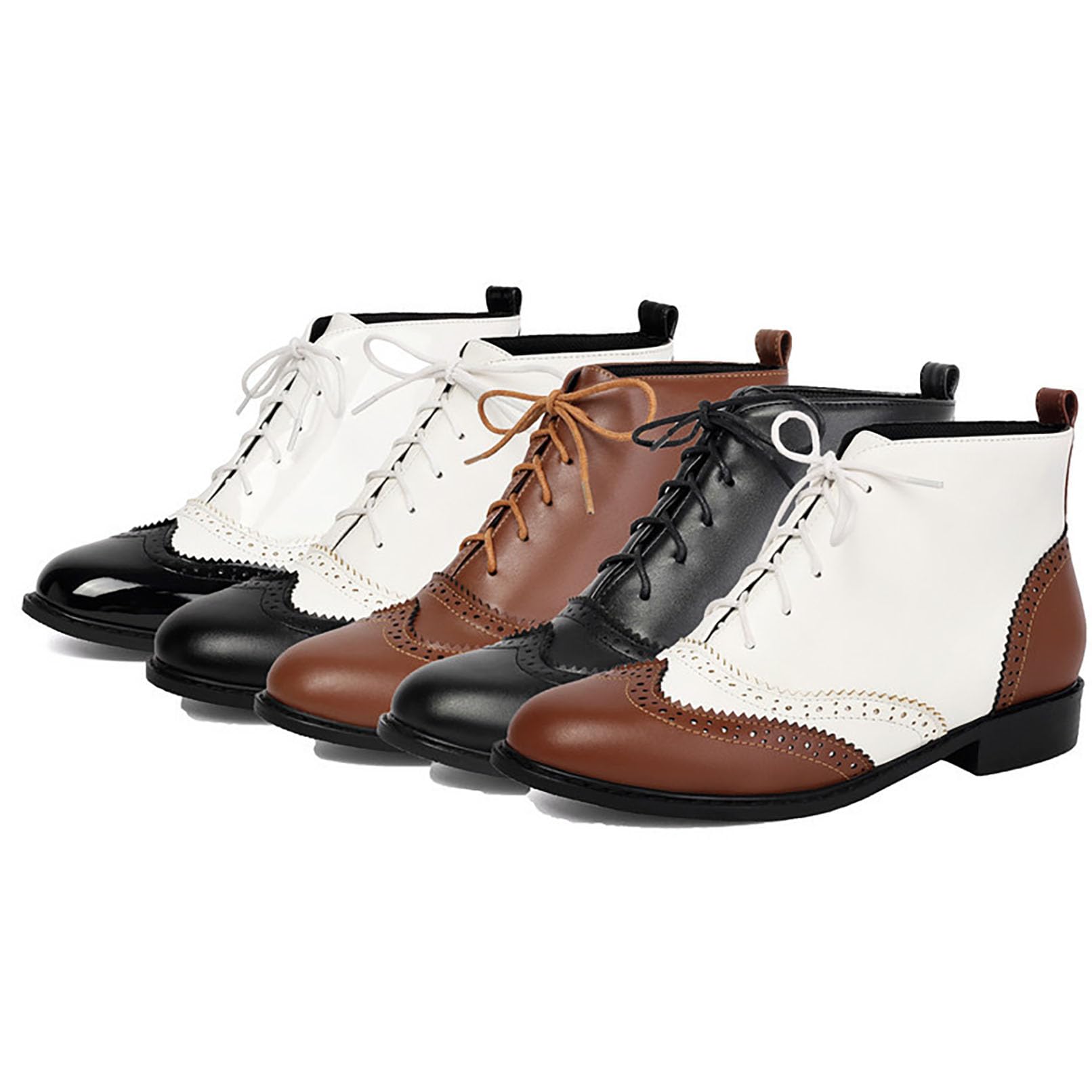 Generico Stivaletti Donna Stile Francesina, Modello Stringato Chic