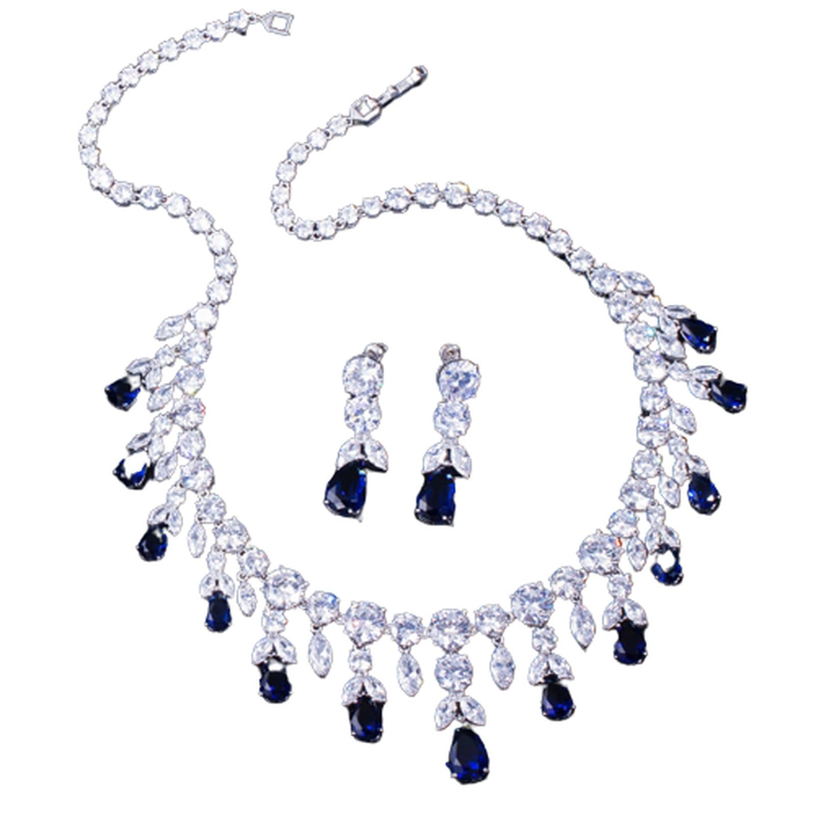 Set di gioielli da sposa per donna, collana AAA + zircone set di gioielli anallergici regalo di compleanno per fidanzamento matrimonio, set di gioielli da sposa per donna per festival