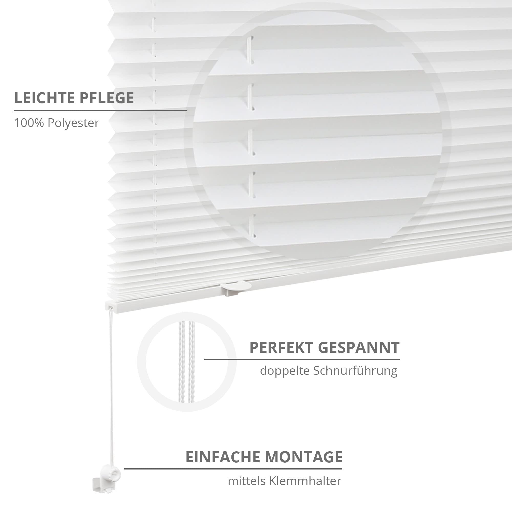 Victoria M. Praktica Store Plissée sans Perçage Store Pliable Opaque pour Fenêtre Et Porte, Tissu Polyester, 70 x 150 cm, Creme