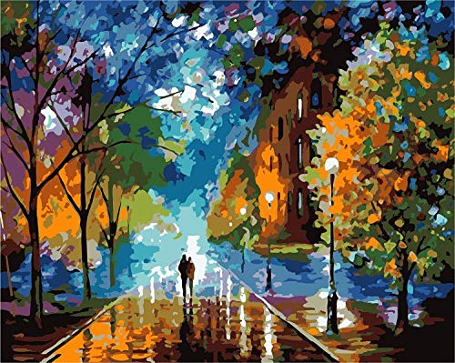 DIY Oil Painting Newsight Paintworks Paint by Number for Kids and Adults (16” x 20”Romantic Night)