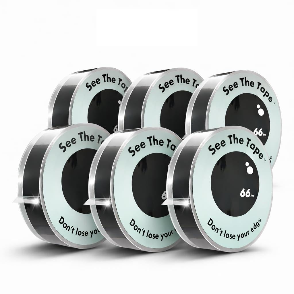 SeeTheTape Cellotape (6 Rolls), 66m x 24mm - Super Clear Tape, Durable, Extra Long, 50 Micron Thickness - Patent Approved Visible Edge Technology, Clear and Visible Edge — image 1