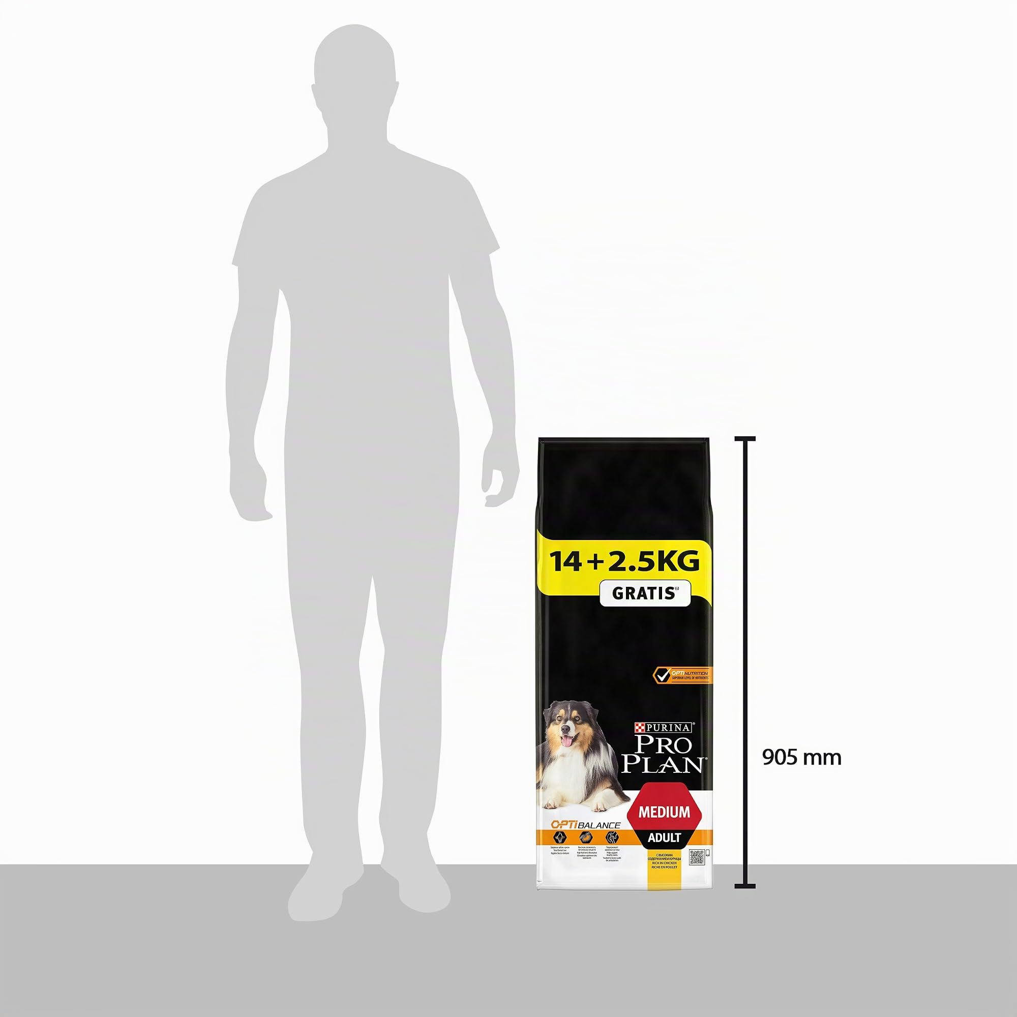 Purina Canine Adult Medium Artículo para tu Mascota, Negro, 14 kg + 2,5 kg Gratis, 16500