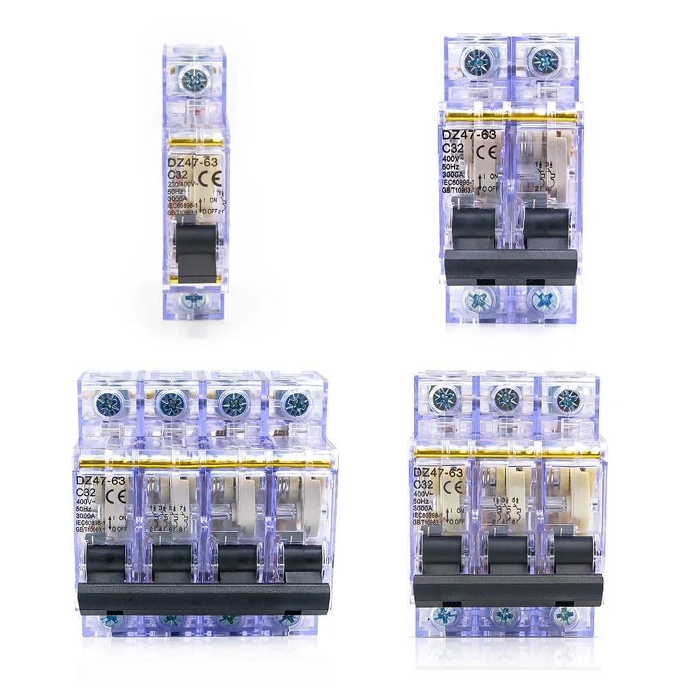 DZ47/DZ47LE 16-63A 1P-4P Miniaturowy wyłącznik automatyczny do montażu na szynie DIN biały i przezroczysty AC 230/400V do użytku domowego/przemysłowego(DZ47LE, 40A)