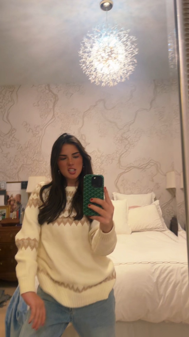 thumbnail: Aelfric Eden Heren Aran Jumper Fairisle Kabel Gebreide Trui - Oversized Vintage Crew Neck - Lange Mouwen