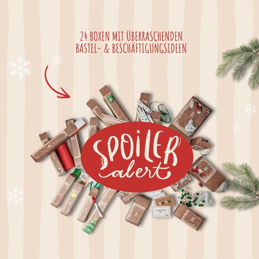 Bastel-Adventskalender für die ganze Familie - Dein kreativer DIY-Adventskalender mit 24 Türchen voller Bastel- und Beschäftigungsideen. Material für 24 Projekten. Mit Anleitungsbuch und Vorlagen