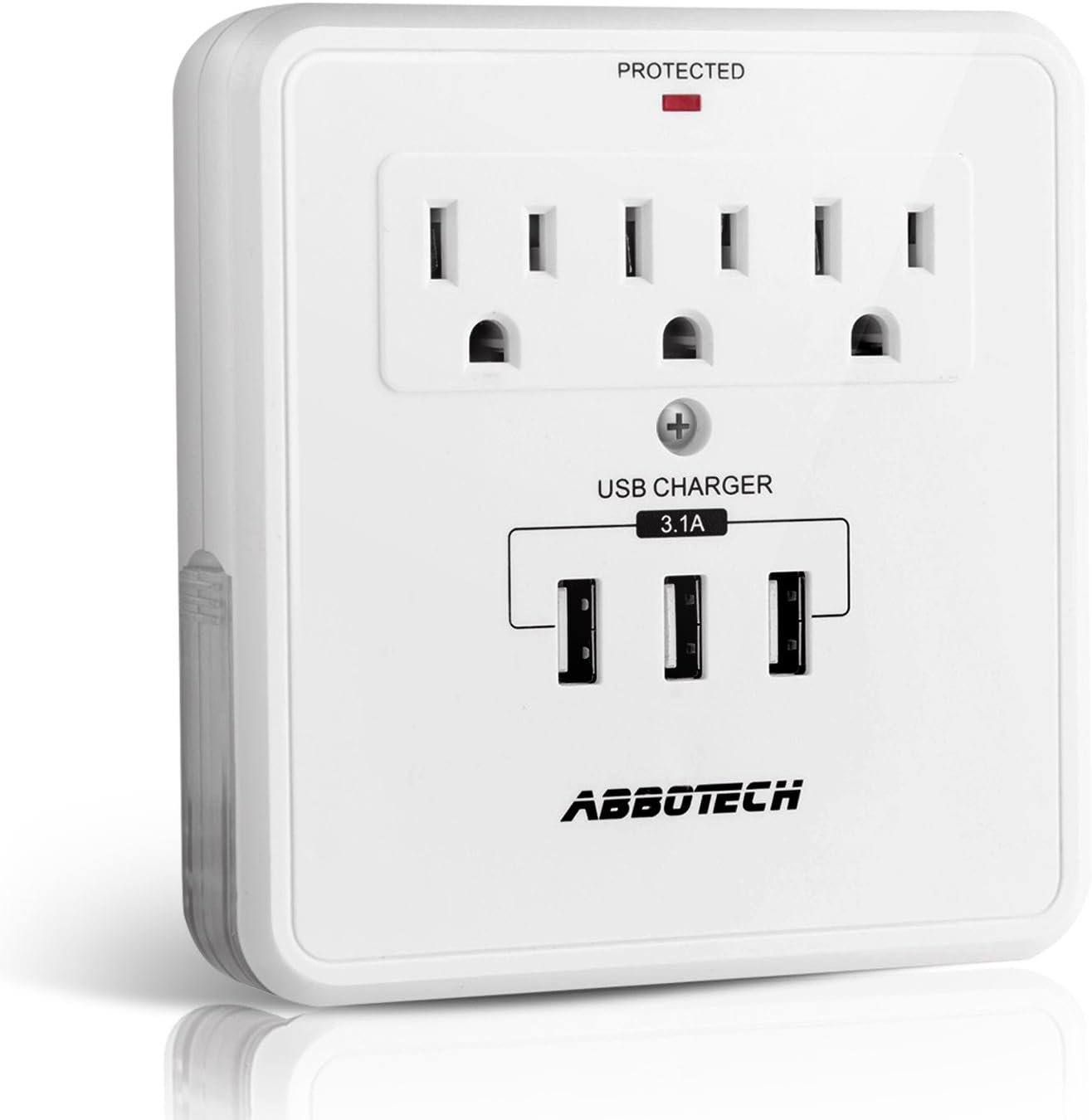 Multi Outlet Wall Adapter Tap With USB Charger,AbboTech Wall Mount