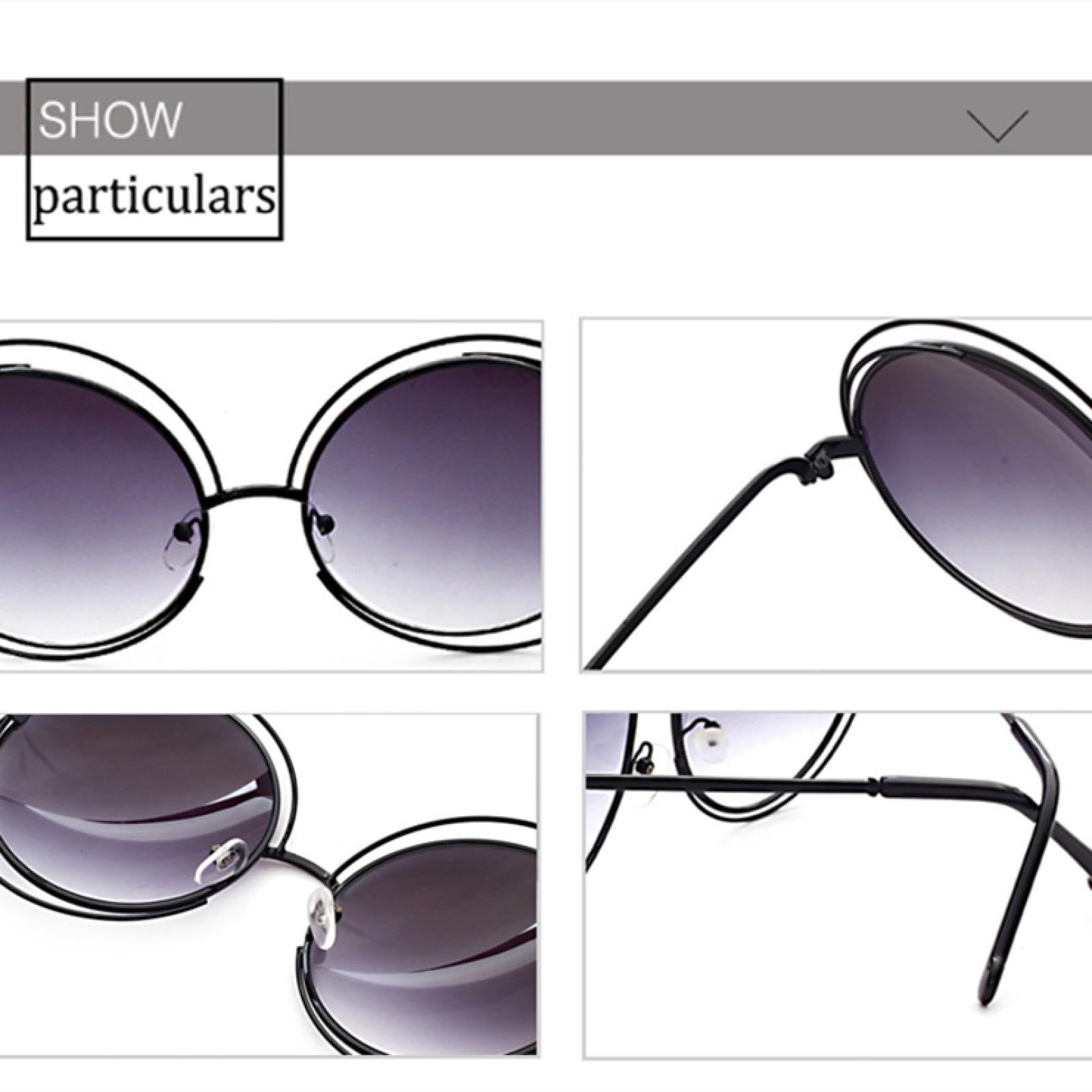 Gafas de sol con protección Uv400 | Marco grande de metal redondo para mujer | Mujeres y hombres para deportes al aire libre y conducción
