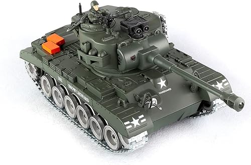Miniatura 3 de Tanque de control remoto Pershing modelo de tanque, 118 2.4G RC tanque infrarrojo tanque de batalla principal militar, correa eslabonada de