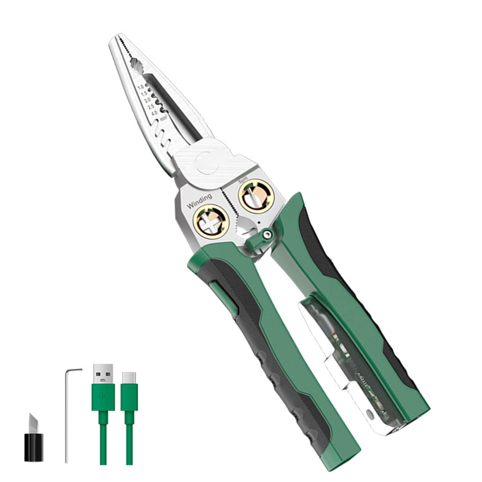 Multipurpose Electrician Tool Combining Wire Stripper Crimper and Voltages Tester Electrician Tool for Safe Wiring Multifunctional Wire Stripping Tongs
