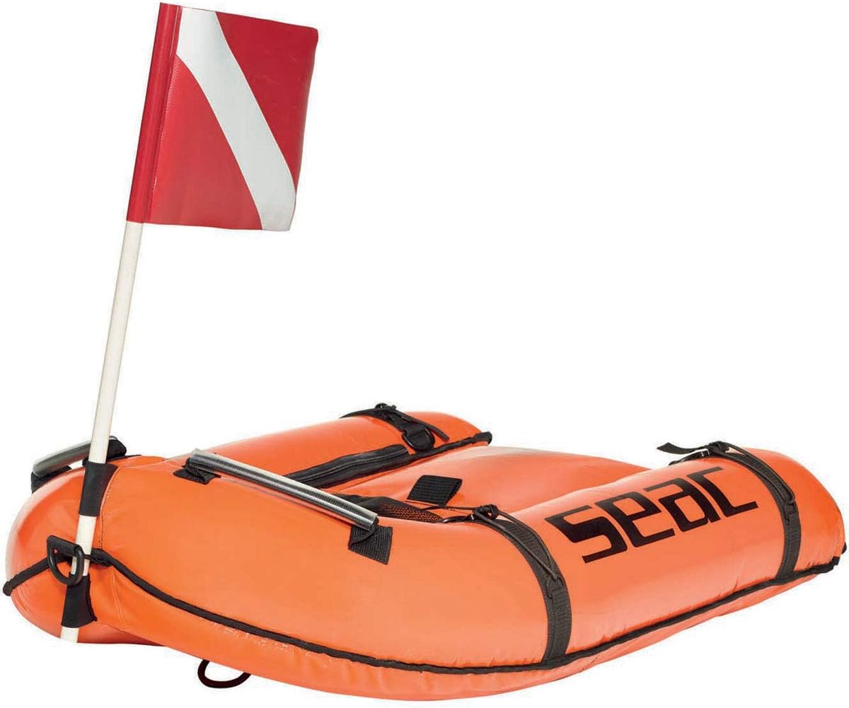 SEAC Bounty, Inflatable Float Board for Freediving and Spearfishing, 31.5x21.6 in, Alpha Bow Flag Included, Orange