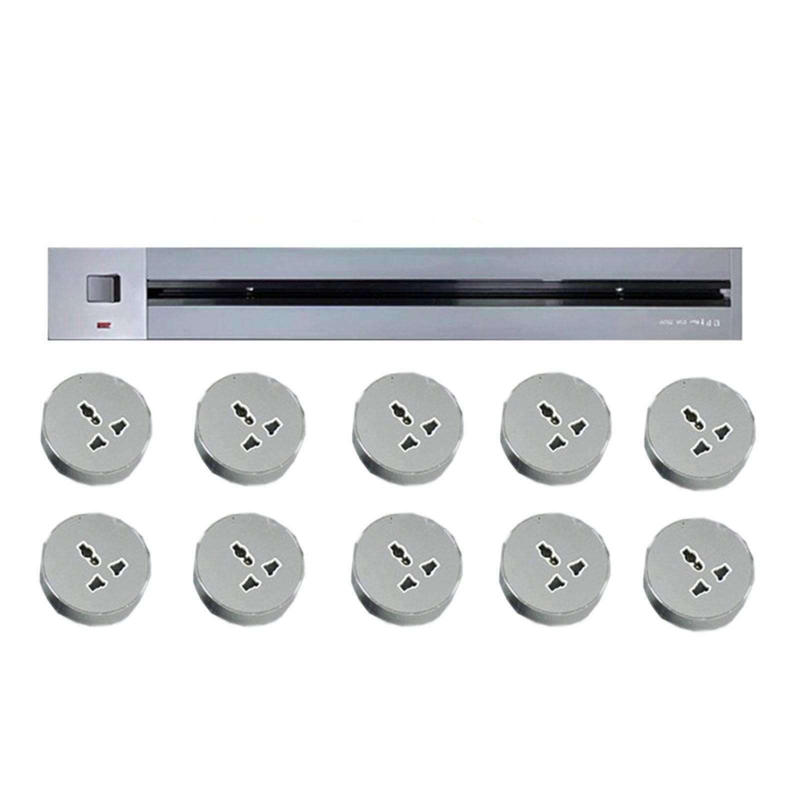Power Strips Track Power Socket, Aluminum Alloy Kitchen, Wall Extension Slide Rail, Suitable for Mobile(Gray,100CM)