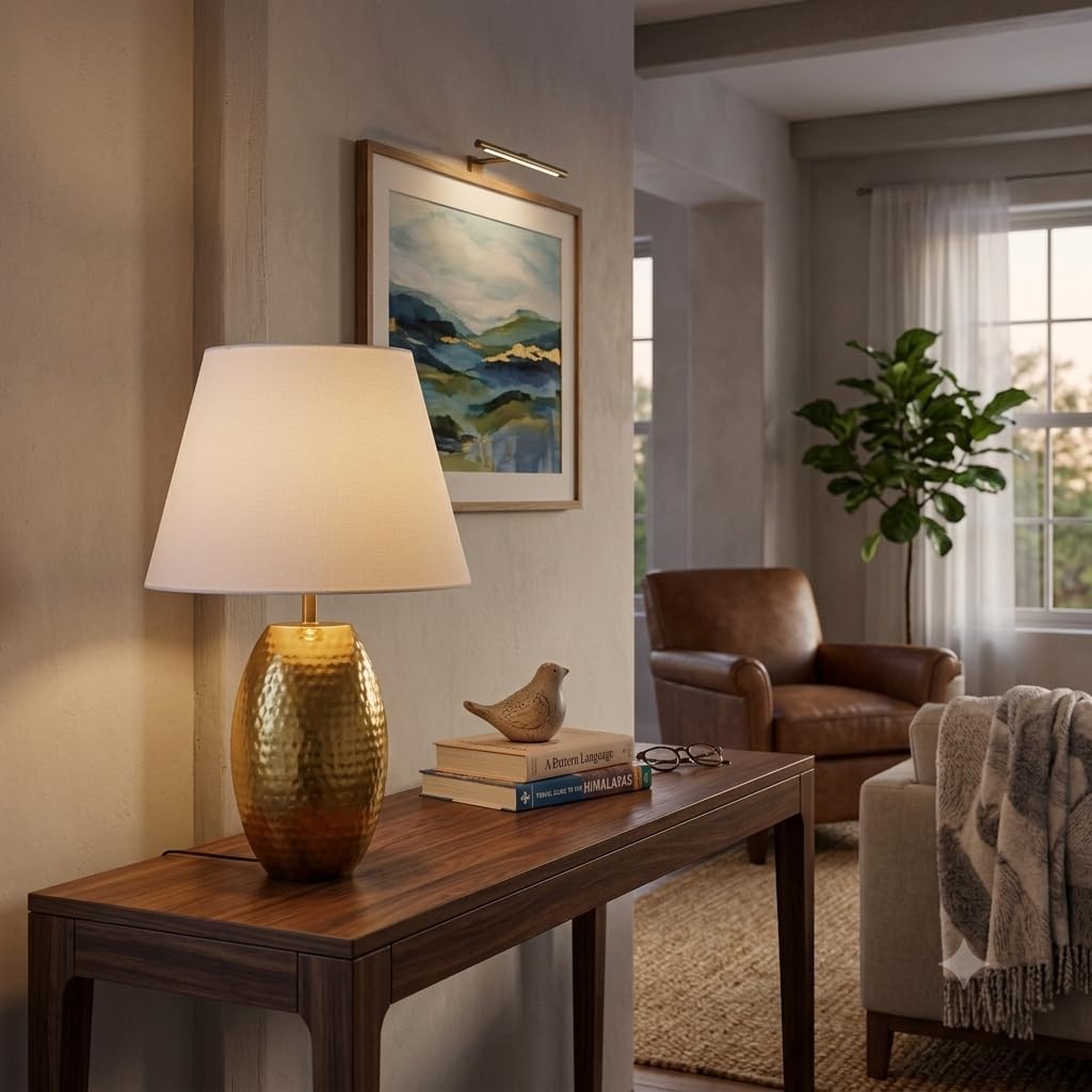Table Lamp with Fabric Shade, Bedside Stylish, Living Room, Bedroom, Home Decoration & Hotel - 16 Inches-image-21