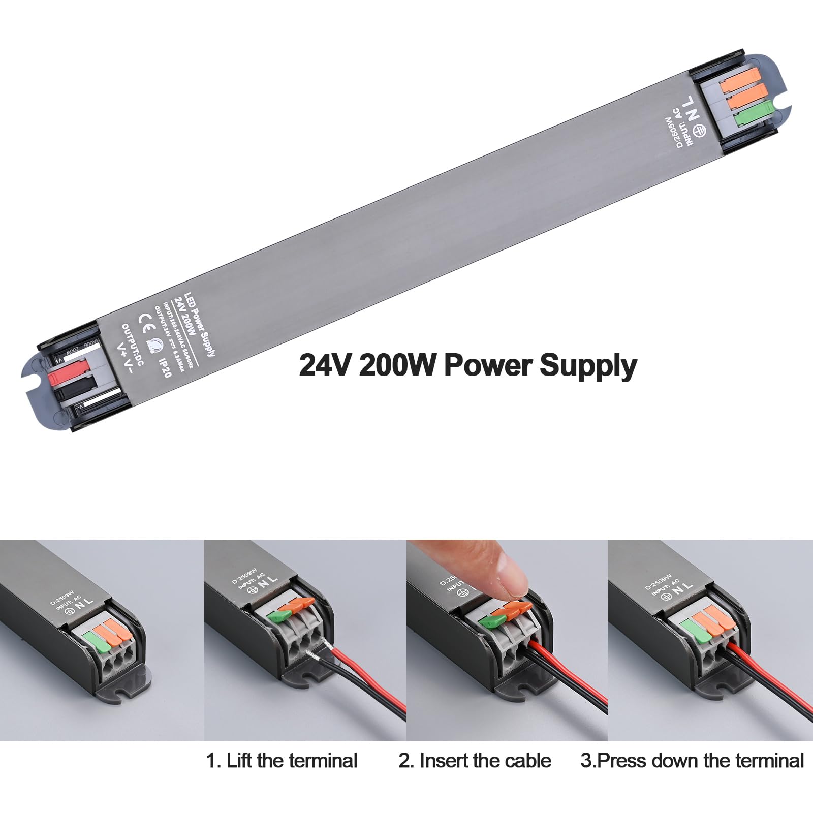 GOMING 24V 20M(2 X 10M) CCT COB LED Streifen 2700K-6500K Weiß Einstellbar | LED Strip Mit 24V 200W Netzteil und Controller 576LEDs/M CRI 93+ Flexible IP20 Nicht Wasserdicht LED Band für Heim Deko