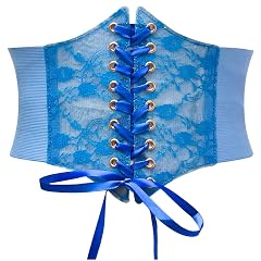 Xiaojmake Lace Corset Bustier Belt for Women Lace-up Elastic Waist Belts Wide Tied Waspie Belt Halloween Party Club