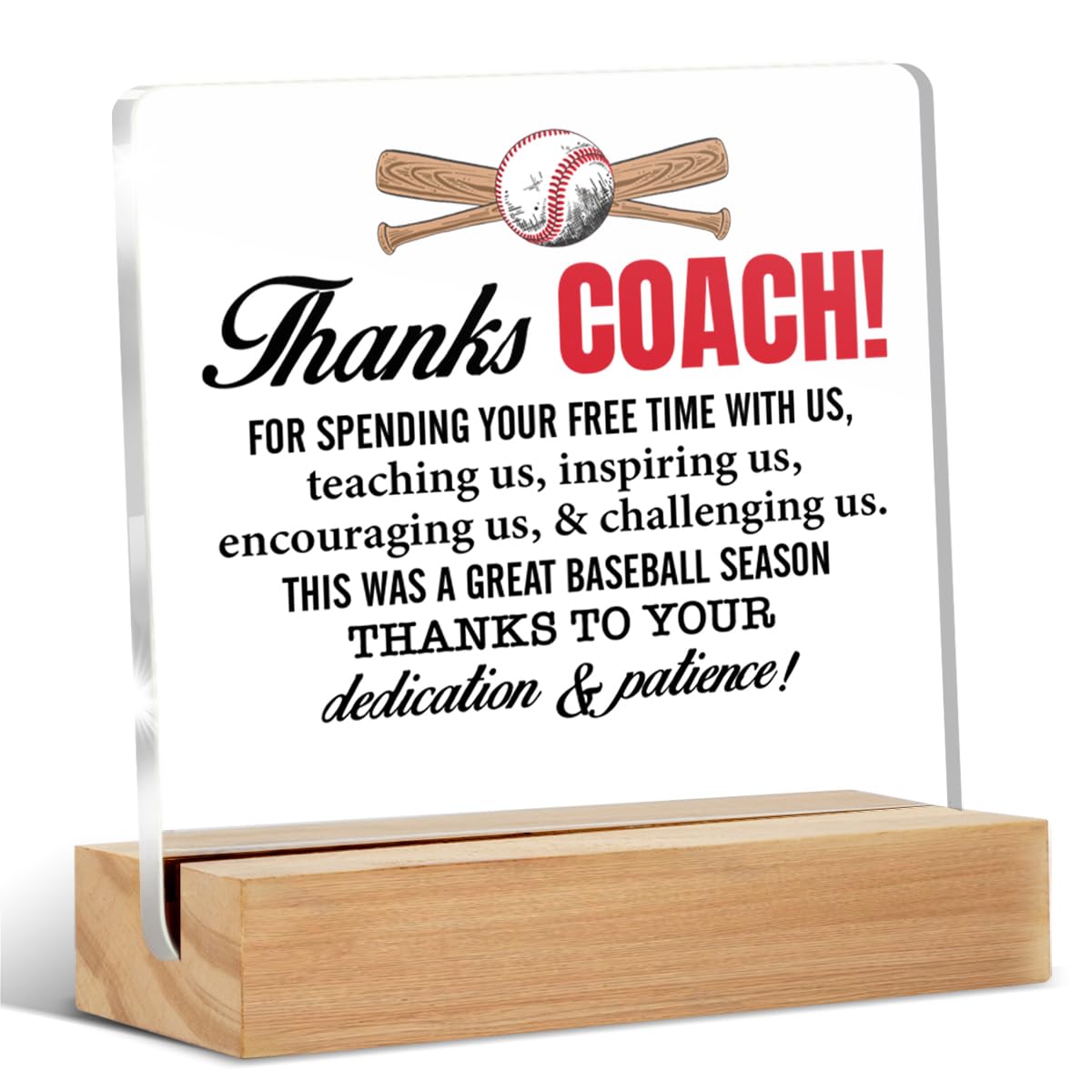 Baseball Coach Gifts, Thank You Gifts for Baseball Coach, Baseball Coach Gift Thanks Coach Acrylic Sign Keepsake