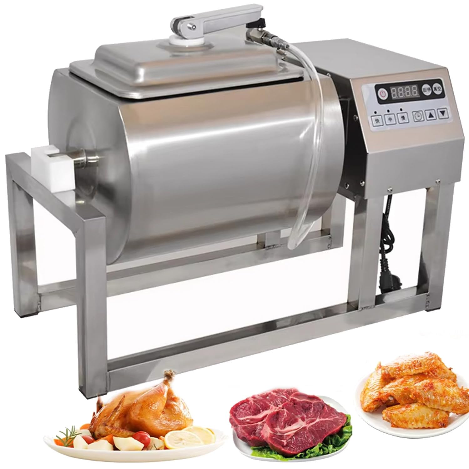 Marinador De Carne Al Vacío 18l 30w En Acero Inoxidable Alimentario, Tumbler De Vacío De Sobremesa con Rotación Bidireccional Y 3 Velocidades, Temporizador 1 a 99 Minutos
