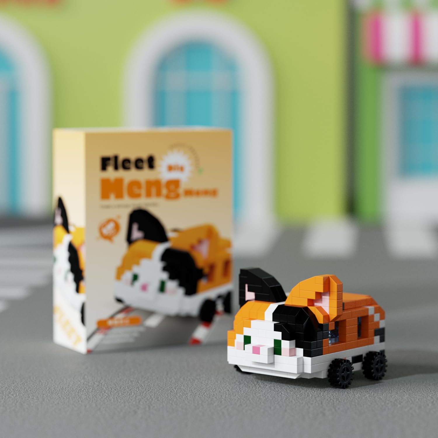 Micro Mini Building Blocks Set Cute Animal & Vehicle Models Animals Cars Designs Party Favors Building Set Creative DIY Bricks Toy for Kids (Cat)