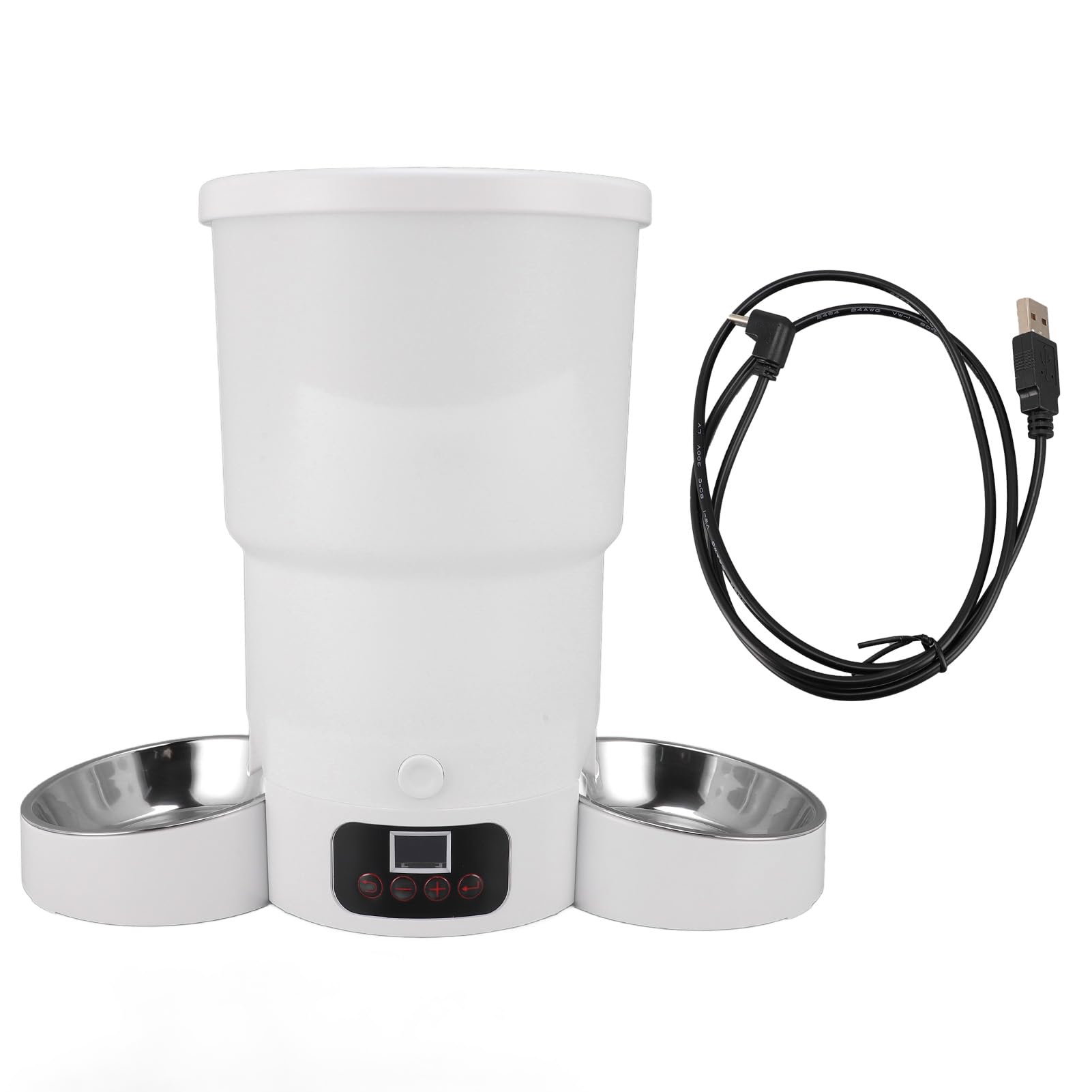 Control Automático Porciones Tiempo Alimentador Mascotas5L | Dispensador de Agua y Comida de Acero Inoxidable 304 de Doble Cuenco, Doble Potencia, para Gatos y Perros