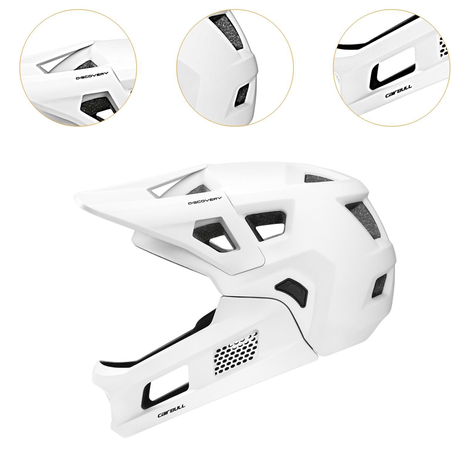 Qianly Casque de Vélo de Montagne pour Adulte avec Mentonnière Amovible pour Une Protection Complète du Visage, Blanc