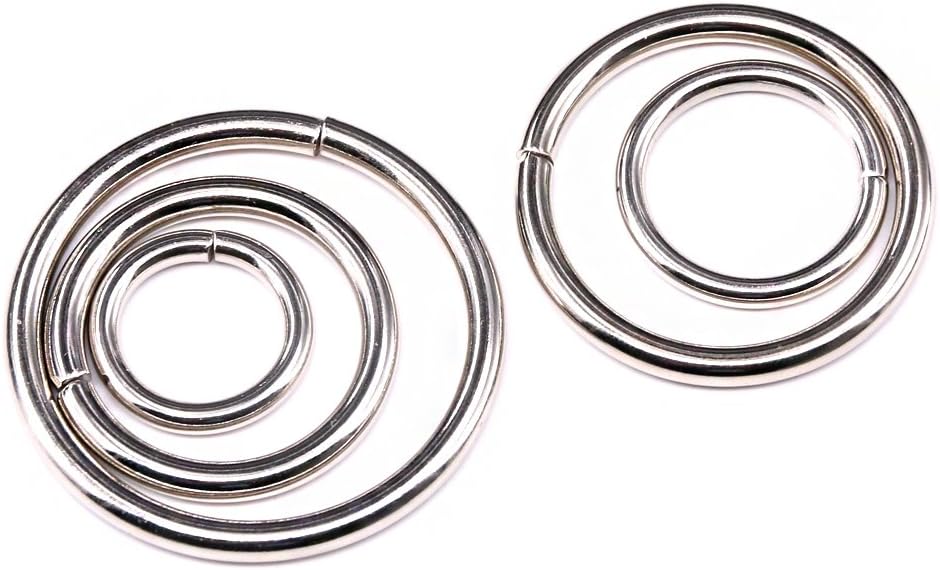 Swpeet 50Pcs 5 Sizes 3/2" 3/4" 1" 3/5" 5/4" Multi-Purpose Metal O Ring Metal Rings for Belts Hardware Bags Keychain Hand DIY (Silver) - Image 5