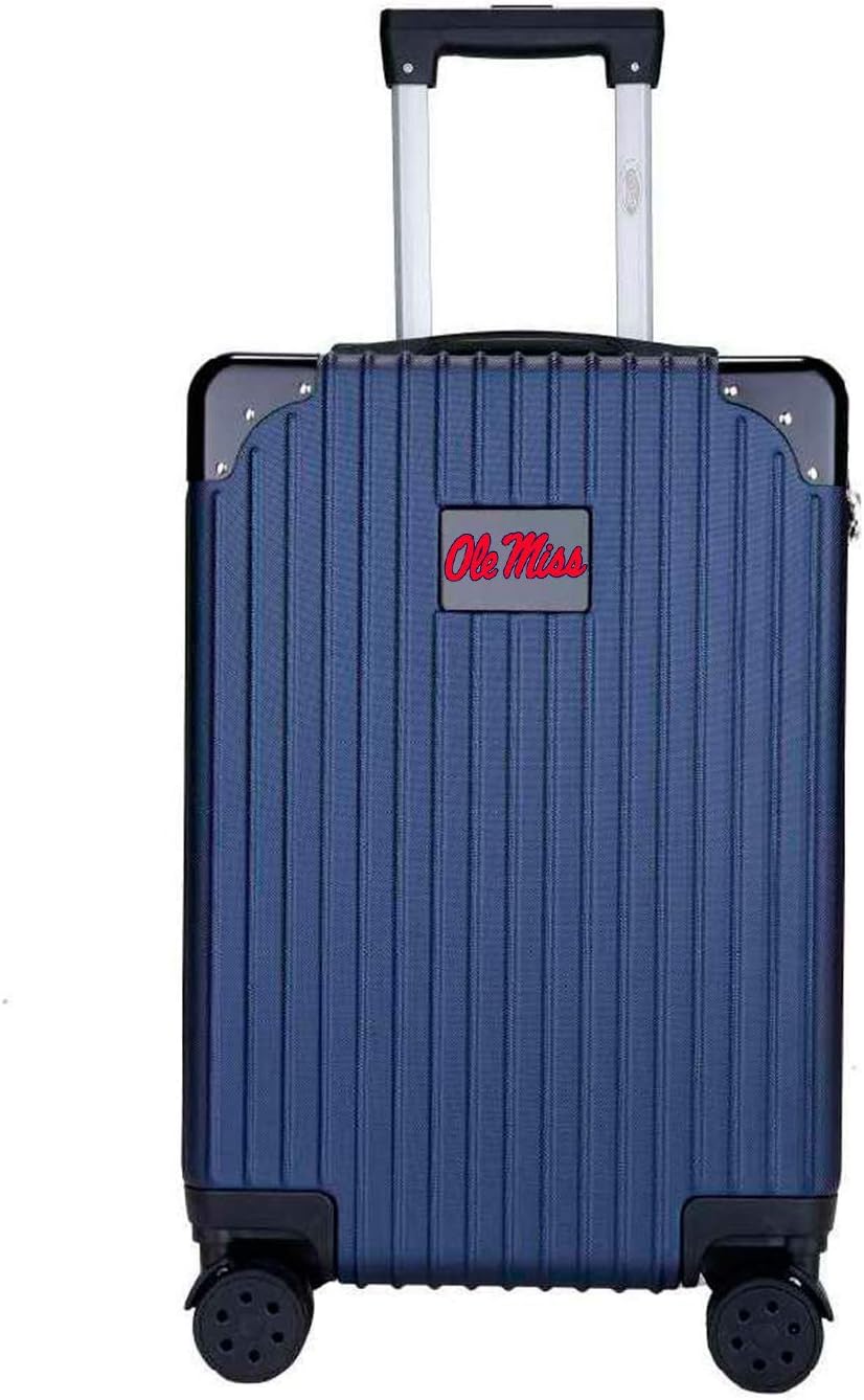 Denco Ole Miss Rebels 21-inch Executive Two-Toned Hardside Carry-On Luggage Spinner with Telescopic Handle and TSA Combination Lock