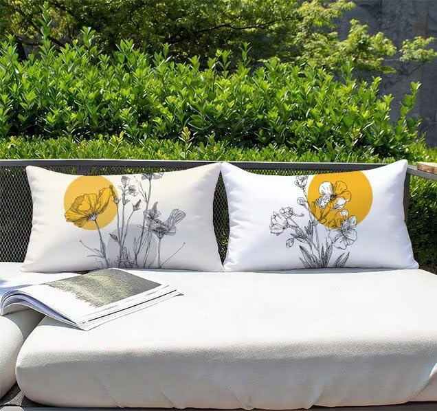 Housse de coussin lin fleur 50x70cm lavable pour oreiller