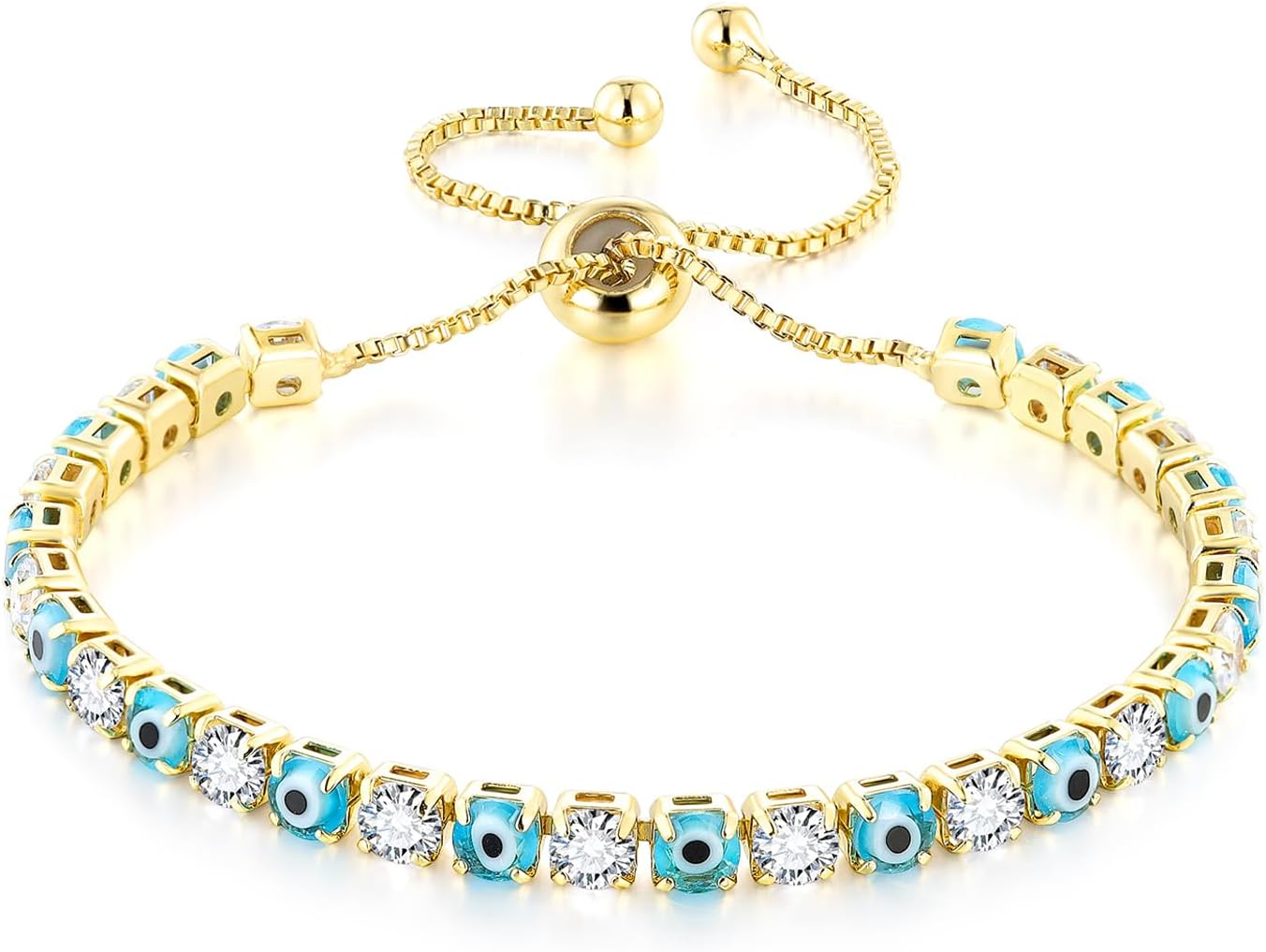 Tennis Bracelets for Women, Dainty 18K Gold Plated Cubic Zirconia Classic Adjustable Slider Bracelet Fashion Jewelry Gift for Her Birthday Valentines' Day Wedding Party Prom Graduation