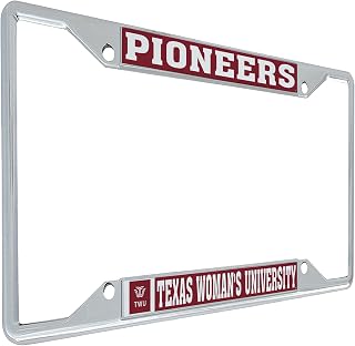 Desert Cactus Texas Woman's University TWU Pioneers Car Accessories Metal License Plate Frame and Tag Holder for Front or Rear of Car (Mascot)