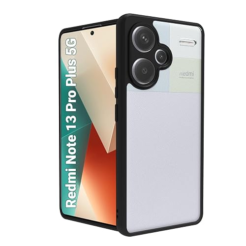 RIGGEAR Shockproof Sleek Hybrid Armor Back Cover Case Compatible with Redmi Note 13 Pro Plus 5G (Clear PC + Black TPU Bumper)