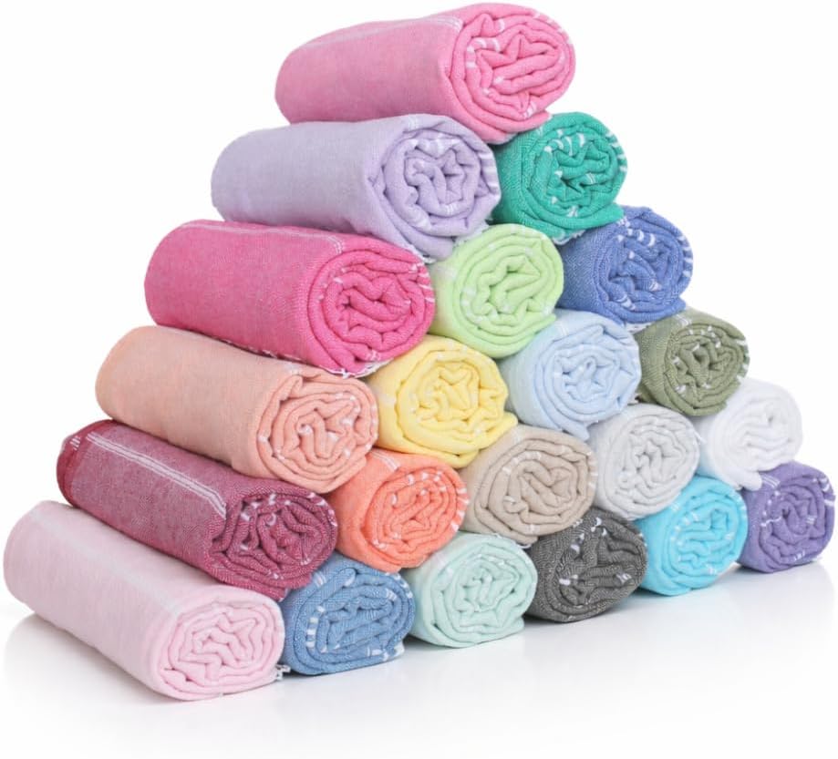 PARK & OZ Turkish Beach Towels – Bulk Packs (3 to 100) – Oversized 100% Cotton, Quick-Dry & Absorbent – Sand-Free, Soft Beach Blanket (72"x40") for Hotels, Resorts, Events & More (3)