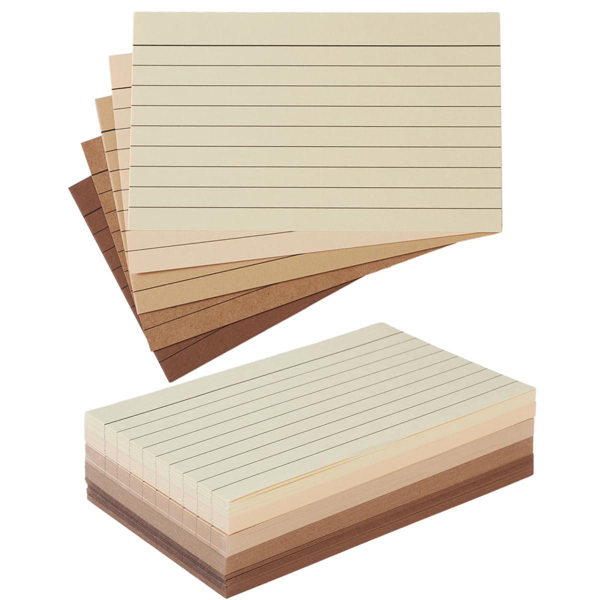 100 Blatt 7,6 x 12,7 cm farbige linierte Notizkarten, Karteikarten, 5 braune Karteikarten