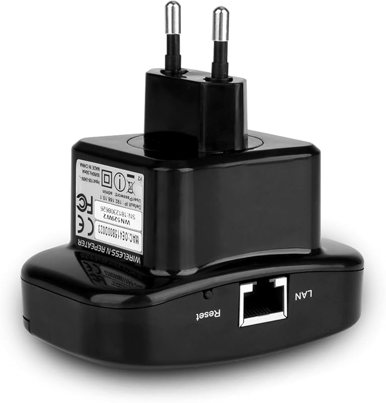 Aigital WLAN Jelerősítő 300 Mbit/s - WiFi Hatótávnövelő Ethernet Porttal, WPS Gombbal, AP Móddal, Kompakt Fekete Kivitel, Minden WiFi Eszköz