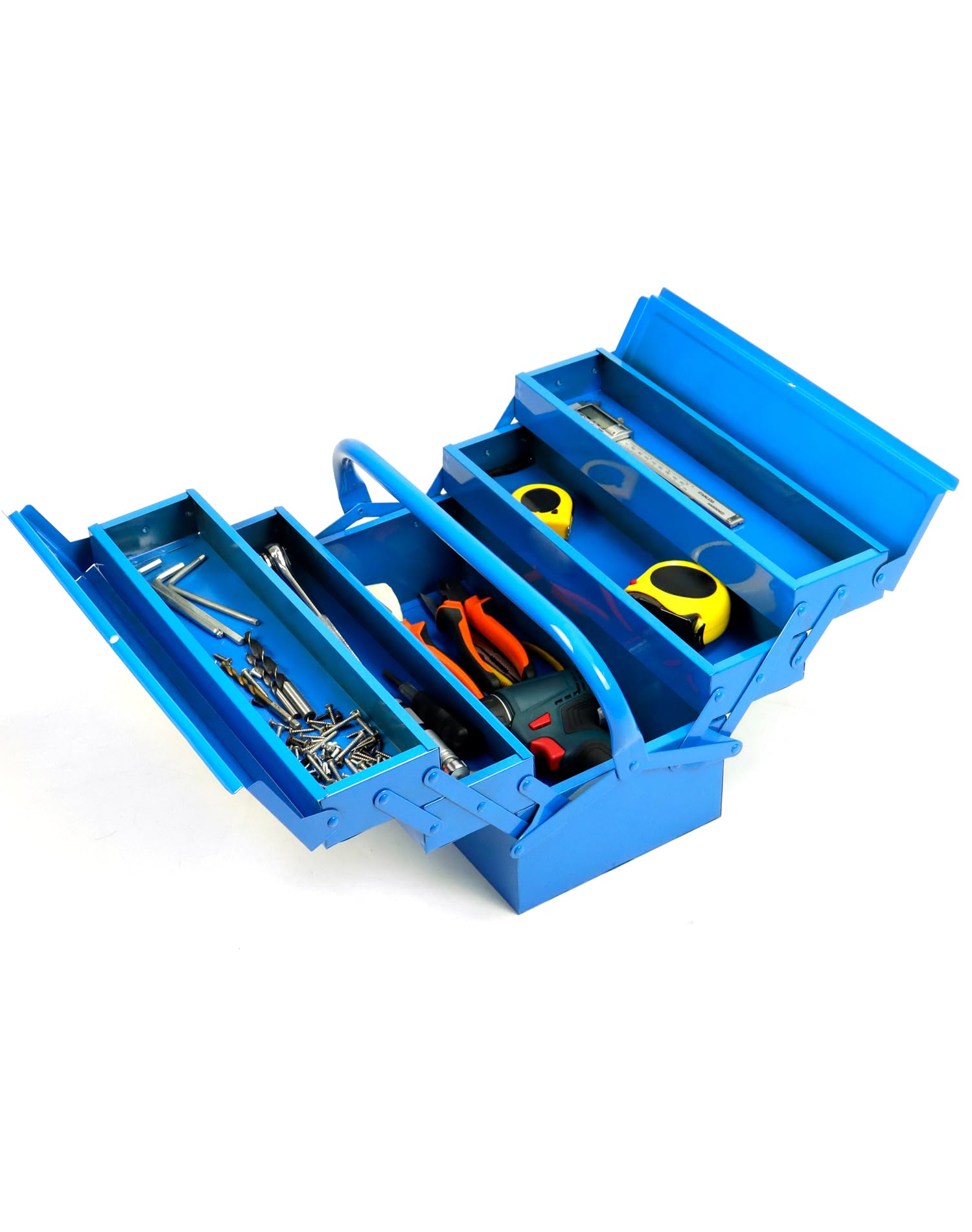 QWORK® Boîte à outils, mallette à outils en métal, caisse a outil vide, 400 * 200 * 200mm